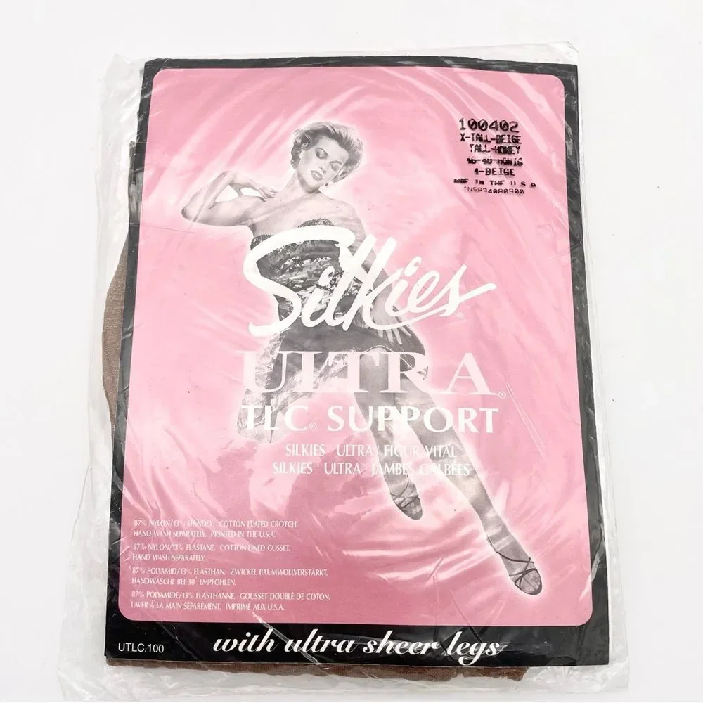 NWT Vintage Pantyhose Lot Set of 3 Silkies Ultra Comfort X-Tall Honey Beige NEW